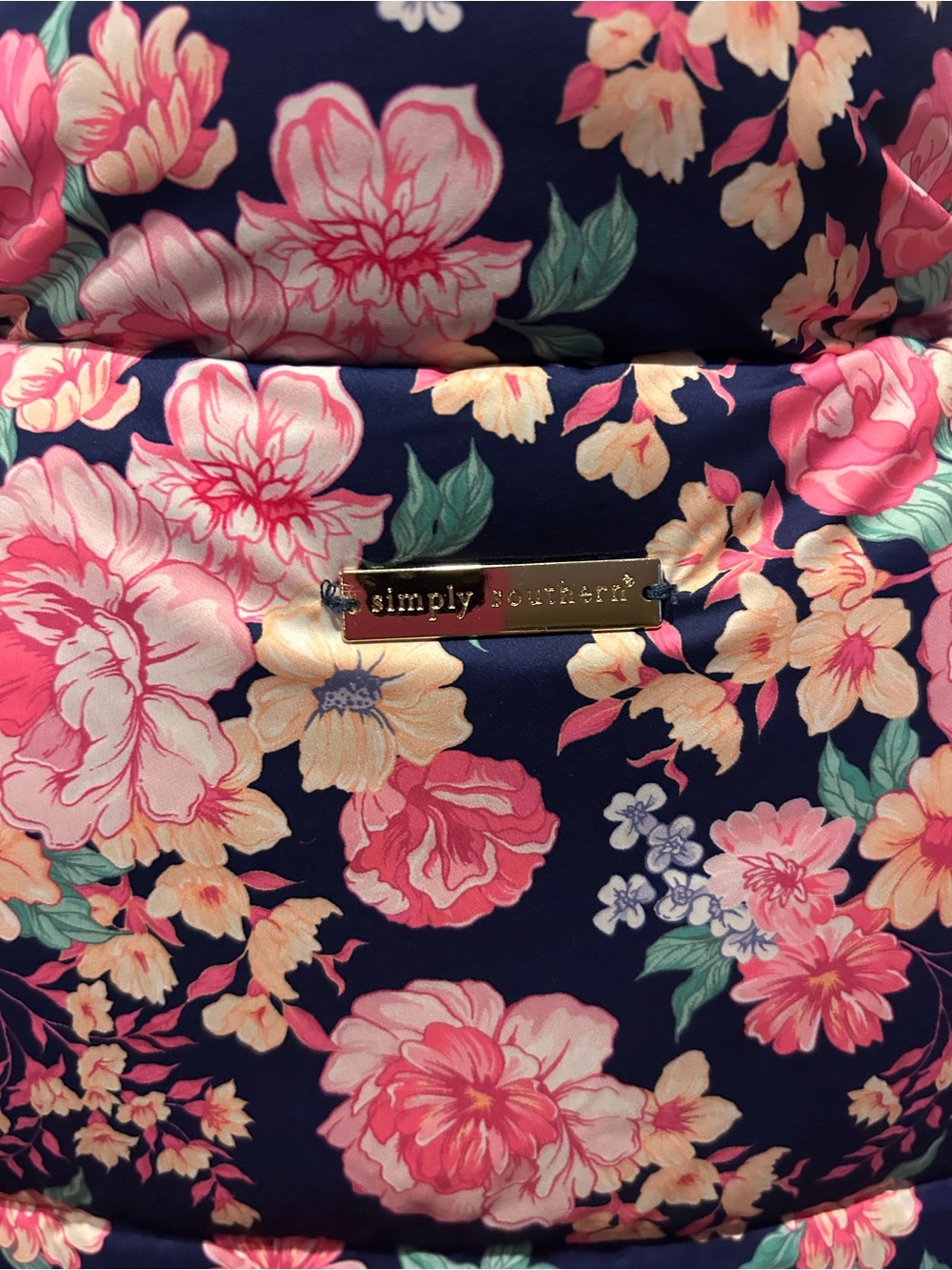 Simply Southern Puffer Vest Womens Size XL Floral Blue Pink Coquette Twee NEW - Picture 6 of 10
